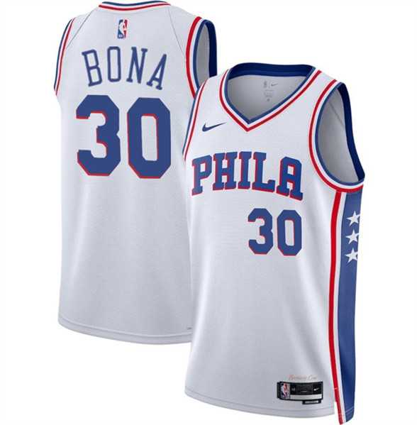 Mens Philadelphia 76ers #30 Adam Bona White 2024 Draft Association Edition Basketball Stitched Jersey Dzhi->philadelphia 76ers->NBA Jersey